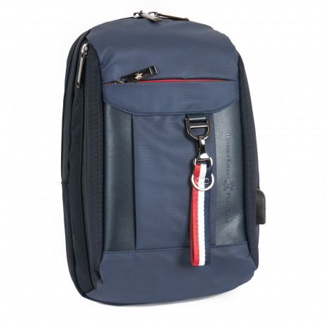 Рюкзак Beverly Hills Polo Club BH-1552-BL на одно или два плеча с отделением для планшета, экокожа. Цвет: синий