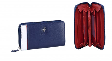 Кошелёк Beverly Hills Polo Club BH-1572-BI, натуральная кожа теленка. Цвет: синий/красный/белый