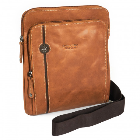 Сумка Beverly Hills Polo Club BH-381-BR с отделением для планшета, натуральная кожа теленка. Цвет: коричневый