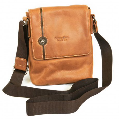 Сумка Beverly Hills Polo Club BH-383-BR с отделением для планшета, натуральная кожа теленка. Цвет: коричневый