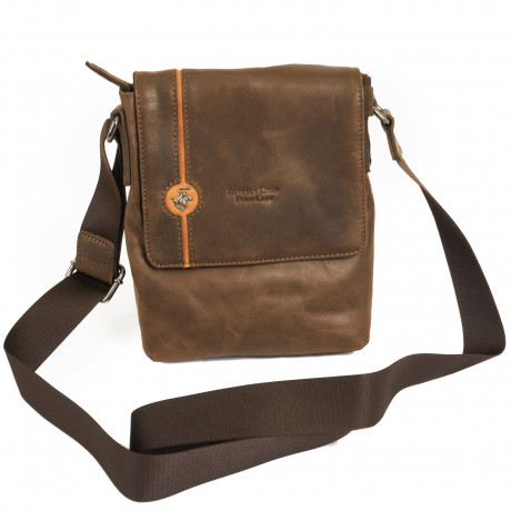 Сумка Beverly Hills Polo Club BH-383-MO с отделением для планшета, натуральная кожа теленка. Цвет: коричневый