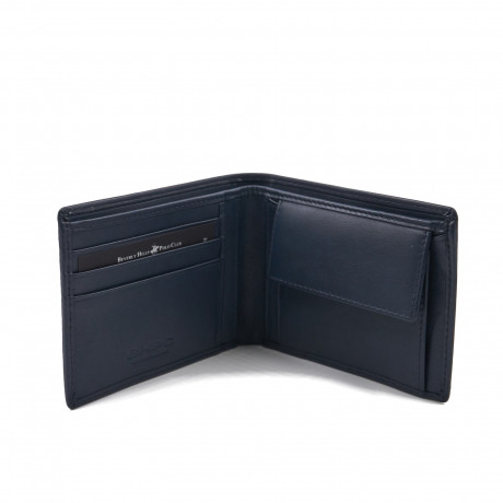 Бумажник Beverly Hills Polo Club BH-933-BL с отделениями для карточек и монет, натуральная кожа теленка. Цвет: синий