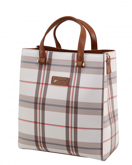 Сумка Beverly Hills Polo Club BH-3321-CU, экокожа. Цвет: клетка с коричневым акцентом
